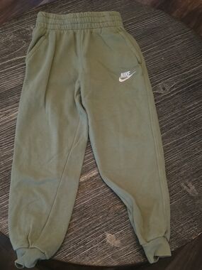 Nike Kids Olive Green Jogger Sweatpants with White Logo